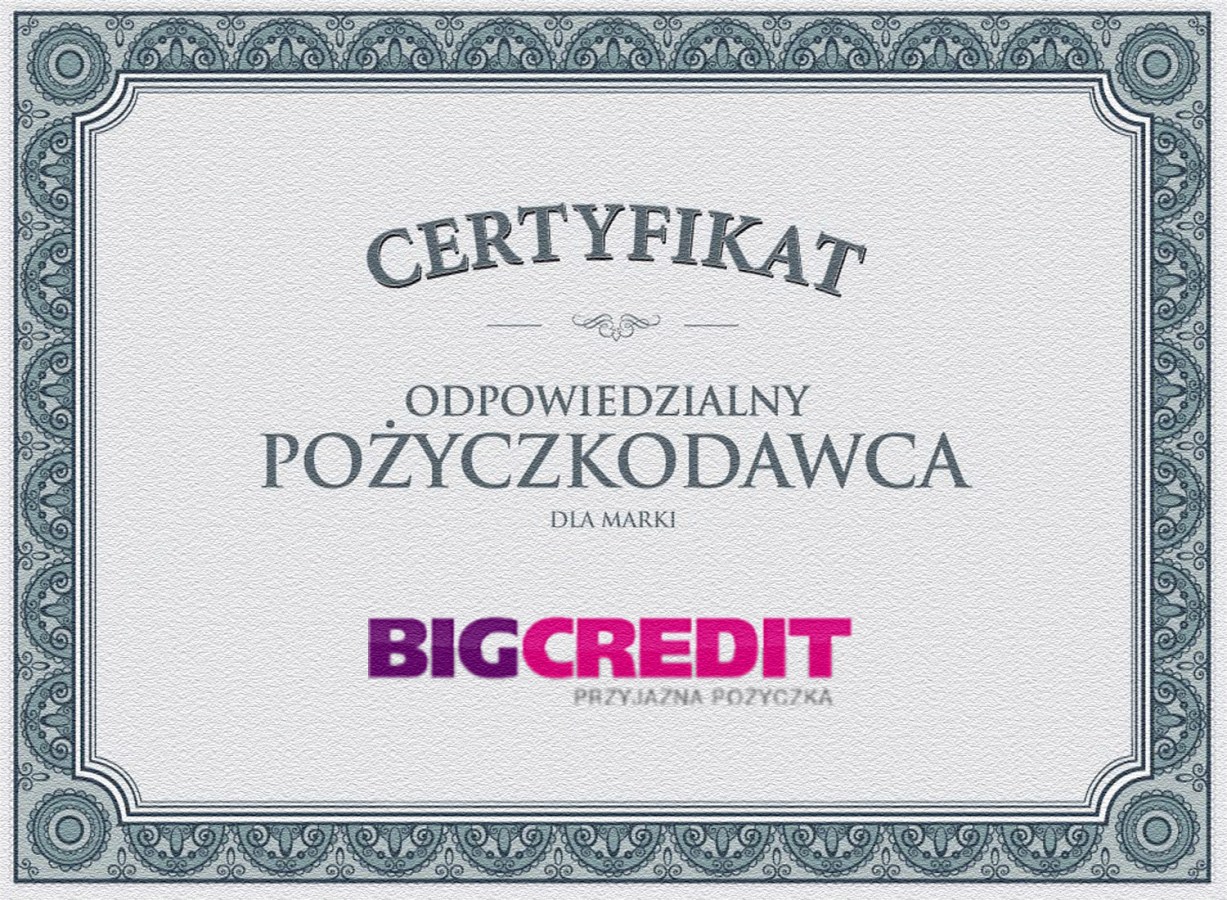 Certyfikat Bigcredit