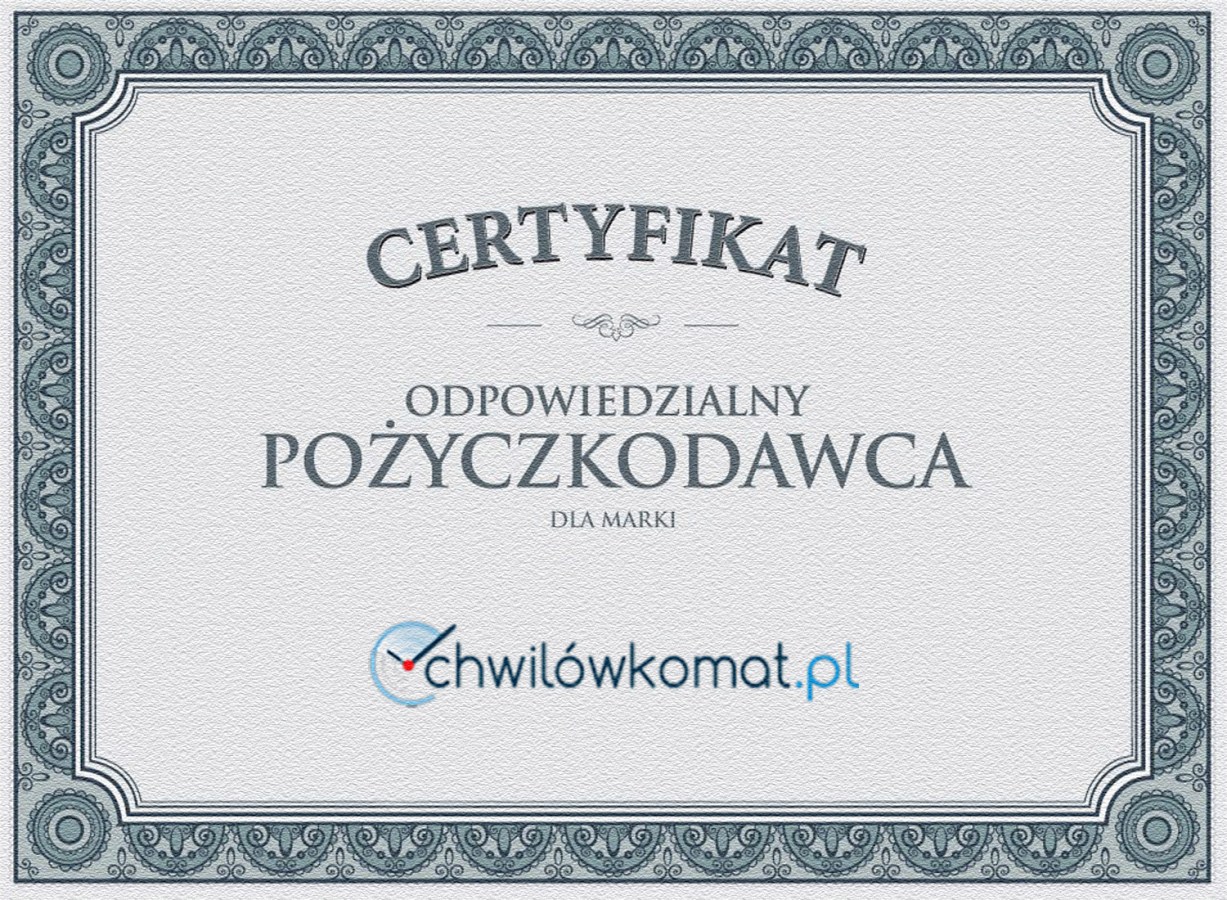 Certyfikat Chwilowkomat