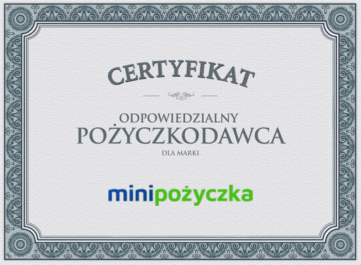 Certyfikat Minipozyczka