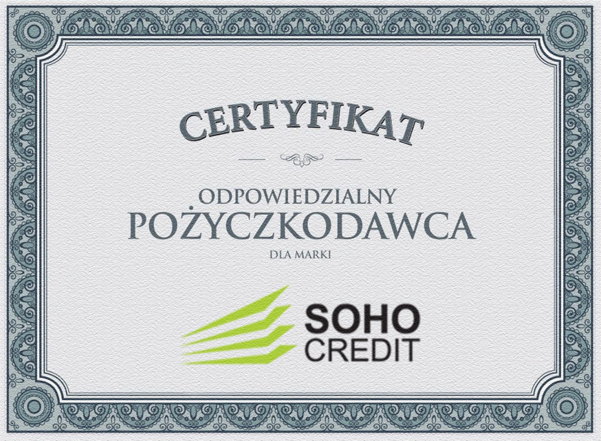Certyfikat SohoCredit
