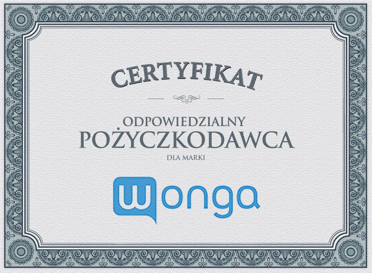 Certyfikat Wonga